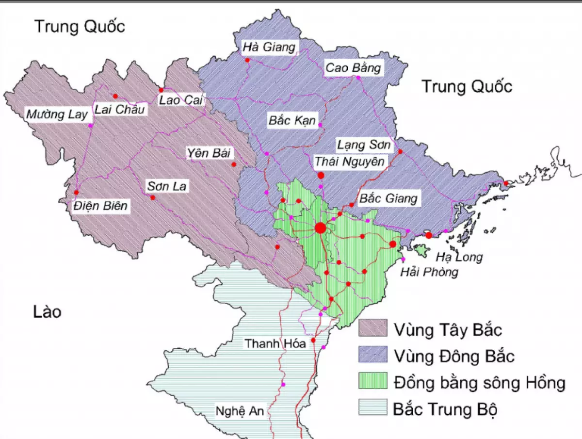 Bản đồ các tỉnh phía Bắc