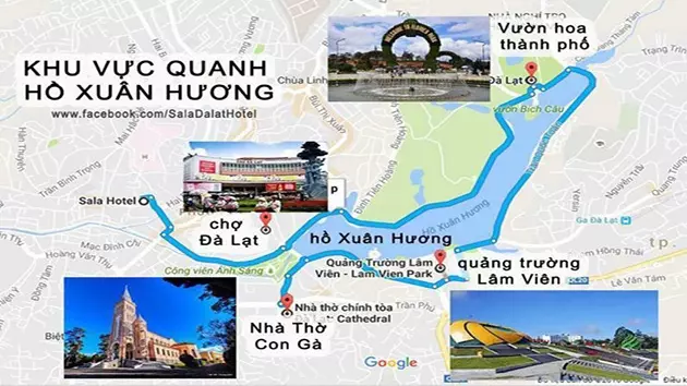 Bản đồ du lịch Đà Lạt hướng trung tâm