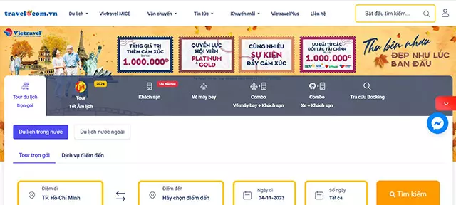 Trang web về du lịch đẹp Travel.com.vn