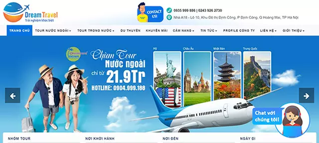 Trang web về du lịch đẹp Dream Travel