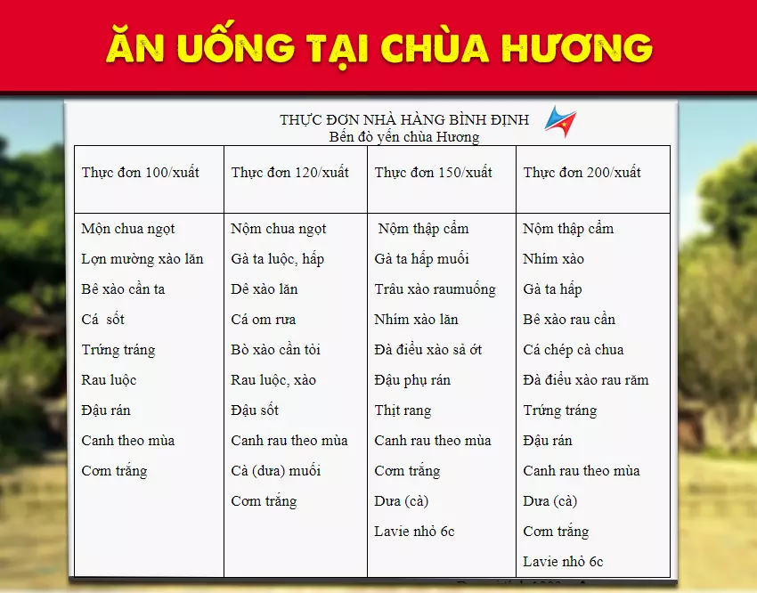 Chi phí ăn uống tại Chùa Hương