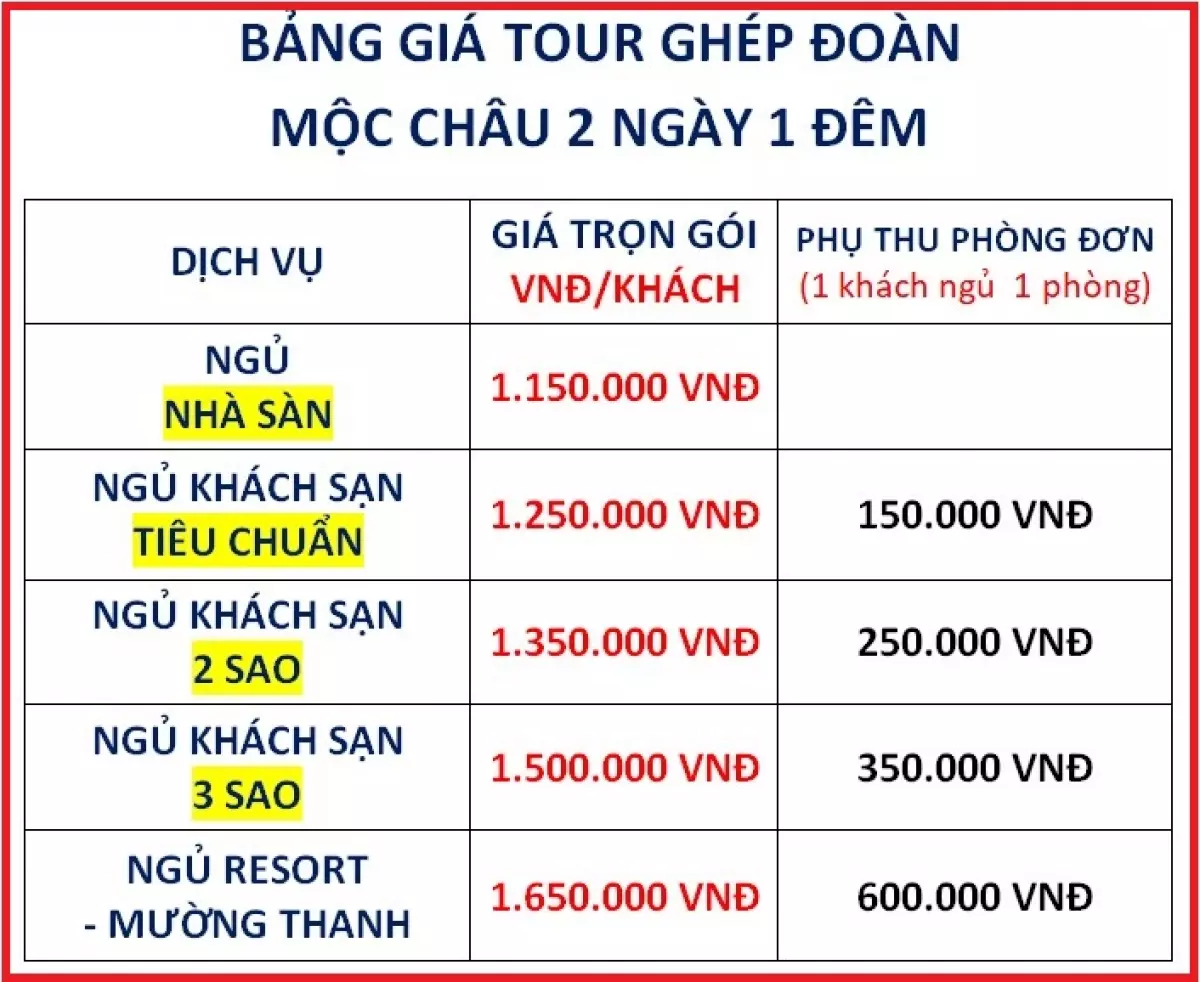 Tour Mộc Châu – Mai Châu