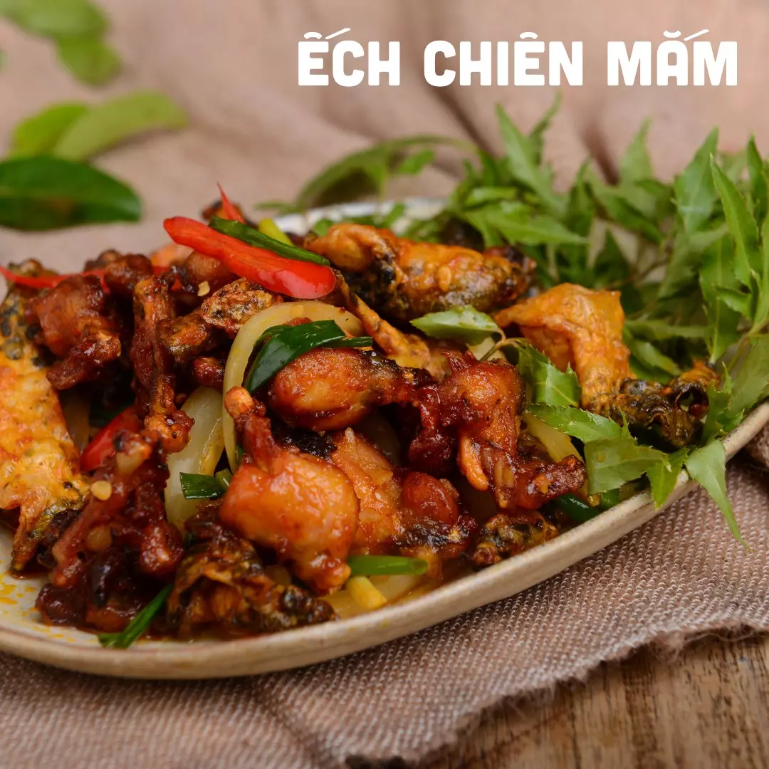 ếch chiên mắm tại hẻm quán