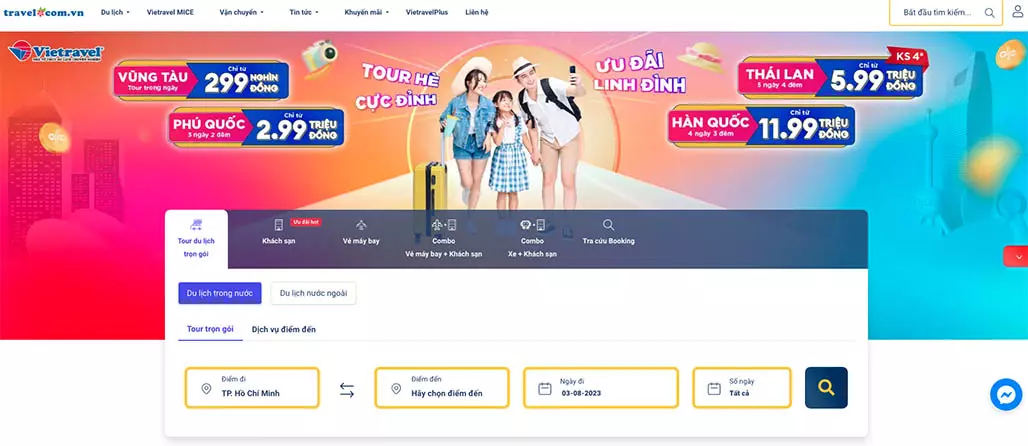 Trang tham khảo giá du lịch Travel.com.vn