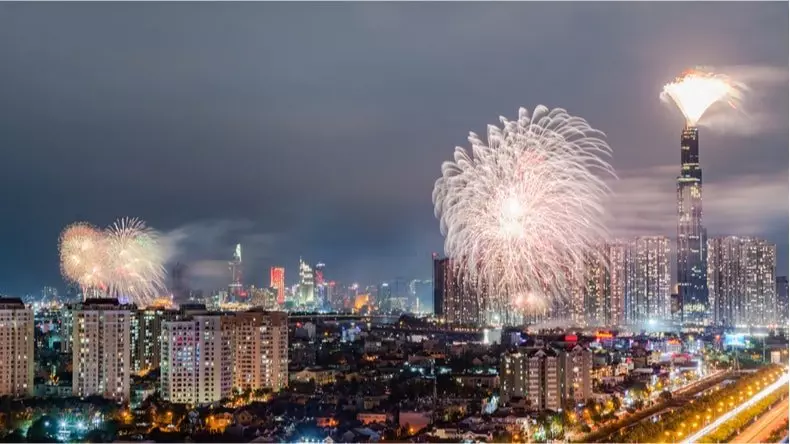 Fireworks on the Independence Day in Vietnam