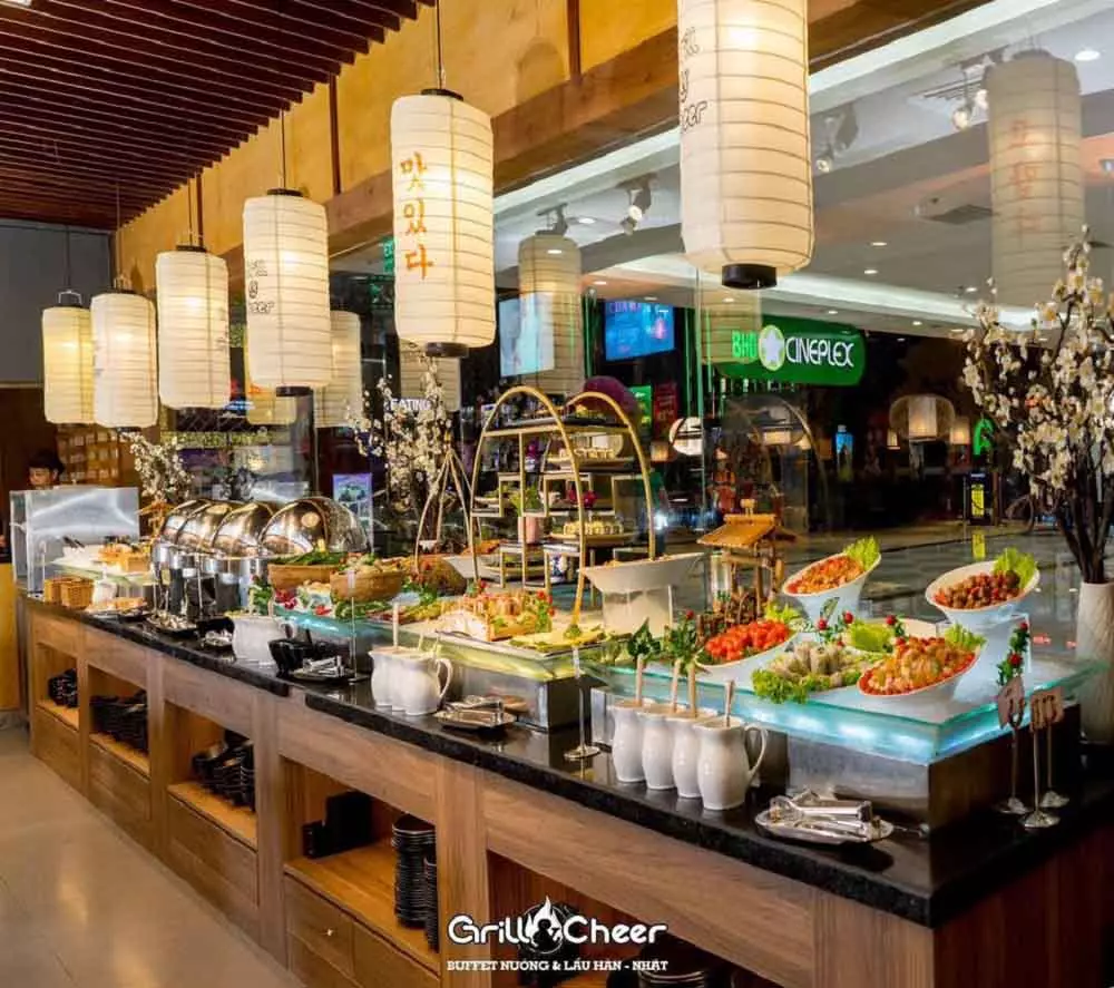 Quầy buffet Cần Thơ mang phong cách Hàn - Nhật của Grill And Cheer