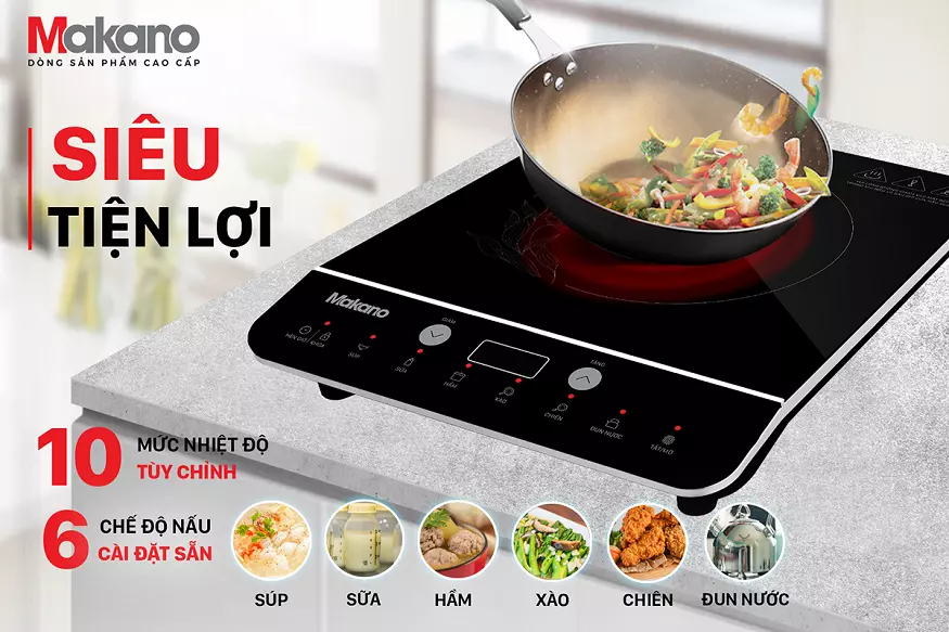 Bếp từ đơn Makano MKT-100003 được làm từ mặt kính chịu nhiệt cao cấp, có khả năng chịu nhiệt lên tới 700 độ C, chịu sốc nhiệt tốt.