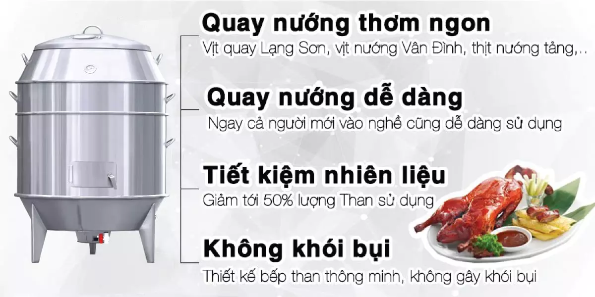 Sản phẩm Lò quay vịt inox bằng than 100