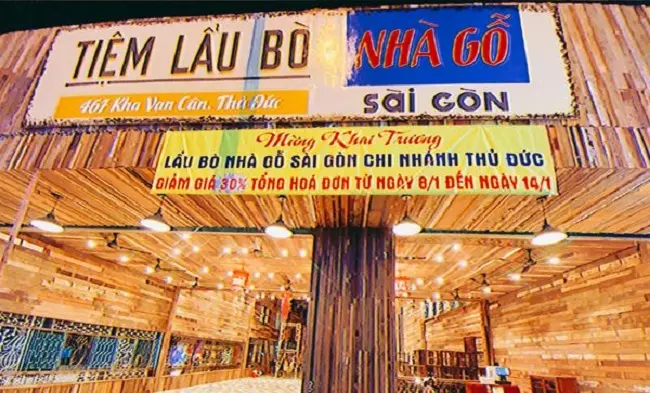 Lẩu bò Nhà Gỗ Sài Gòn